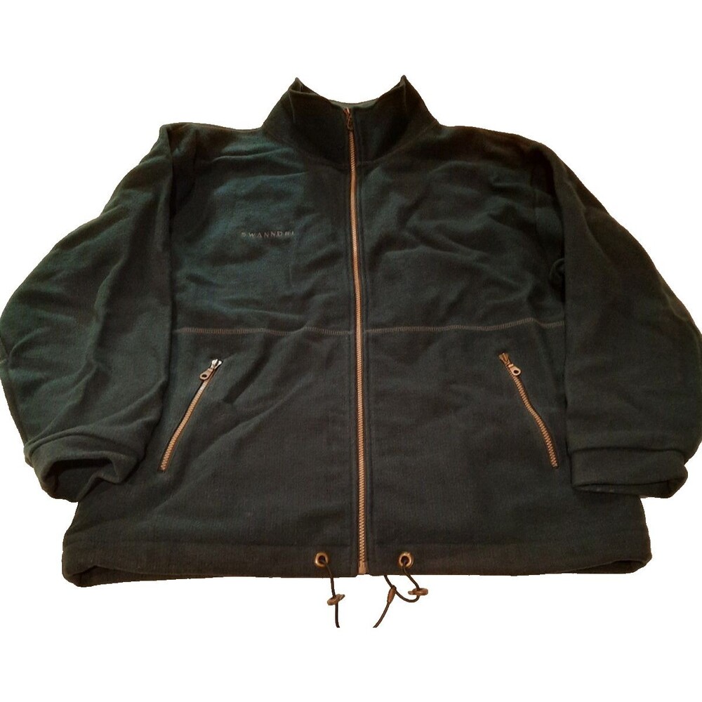 Swanndri New Zealand Wool Full Zip Jacket  Zip Pockets XL Deep Teal Green